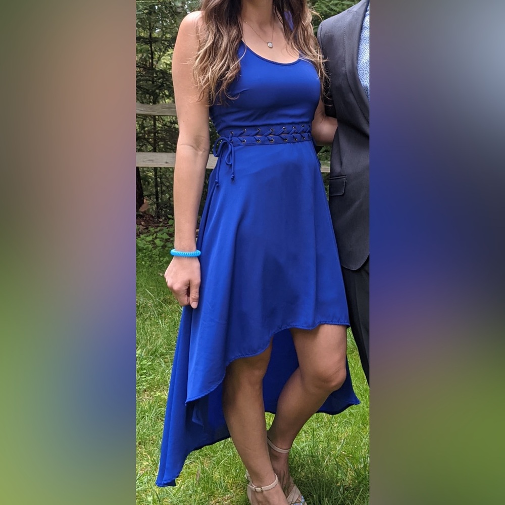 Blue high low tank dress. Size S. Good condition.